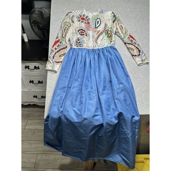 VTG Richilene Neiman Marcus Beaded Multicolor Ball‎ Gown Size 0-3 - Picture 2 of 16